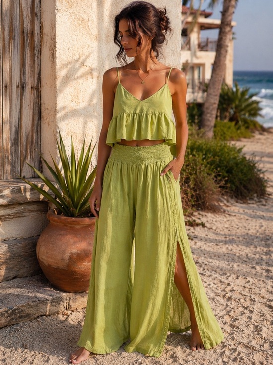 blanco Dresses & Skirts - Green Women's Breezy Wide Leg Pants